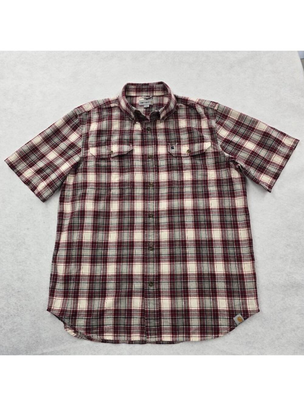 Carhartt Relaxed Fit Short Sleeve Button Up Shirt Size Large Short Sleeve Plaid
